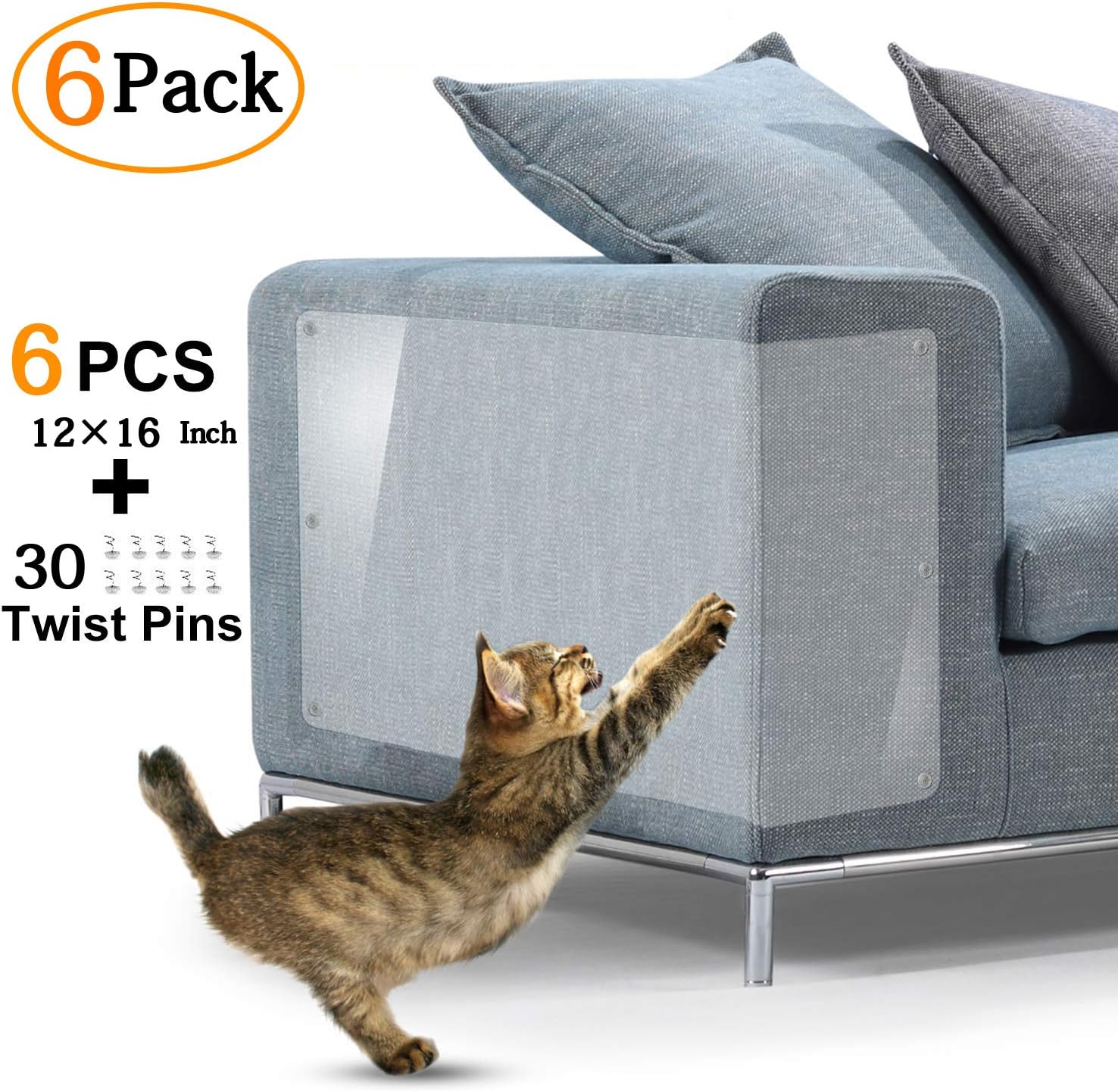 KTL Cat Furniture Protector, Selfadhesie Cat Scratch Protector with Pins Scratch Guard Protect