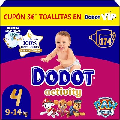Pañales Bebé Activity Talla 4 (9-14 kg), 174 Pañales, Nuestro Nº1 en Absorción y Comodidad