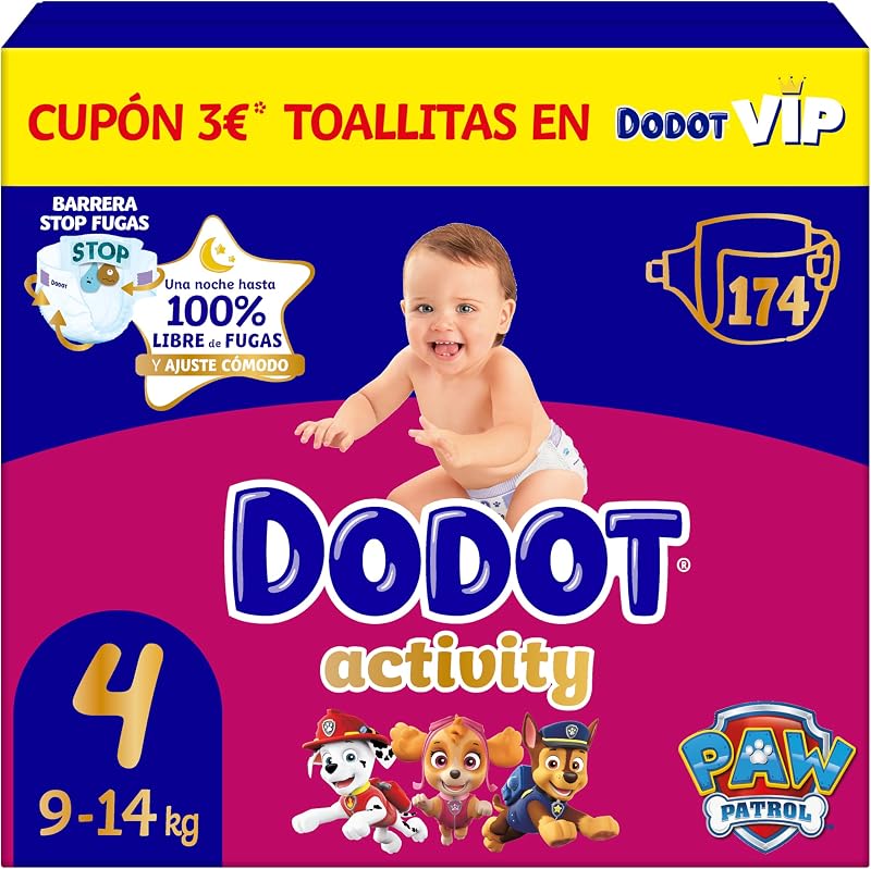 Pañales Bebé Activity Talla 4 (9-14 kg), 174 Pañales, Nuestro Nº1 en Absorción y Comodidad