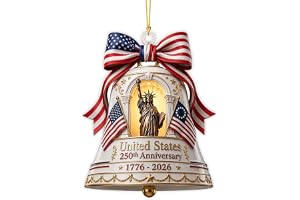 美国 250 周年纪念装饰品 2026 爱国圣诞装饰品 美国 250 庆祝 2D 亚克力装饰半百年装饰,4x4 英寸(美国 250 号铃铛装饰银色)
