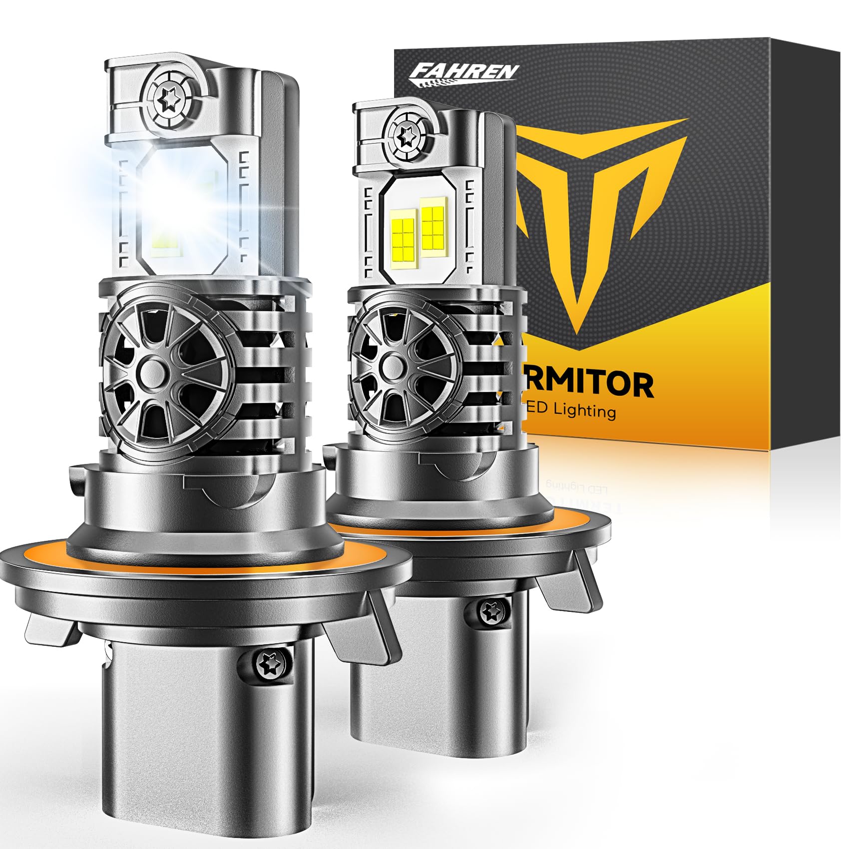 Termitor 2026 9008/H13 Light Bulbs High/Low Beam, 50,000LM 1200% Brightness, 60K+ Hours Lifespan, 6500K Cool White, Real 1:1 Mini Size, 3Min+ Quick Installation, Plug N Play, Pack of 2 Image