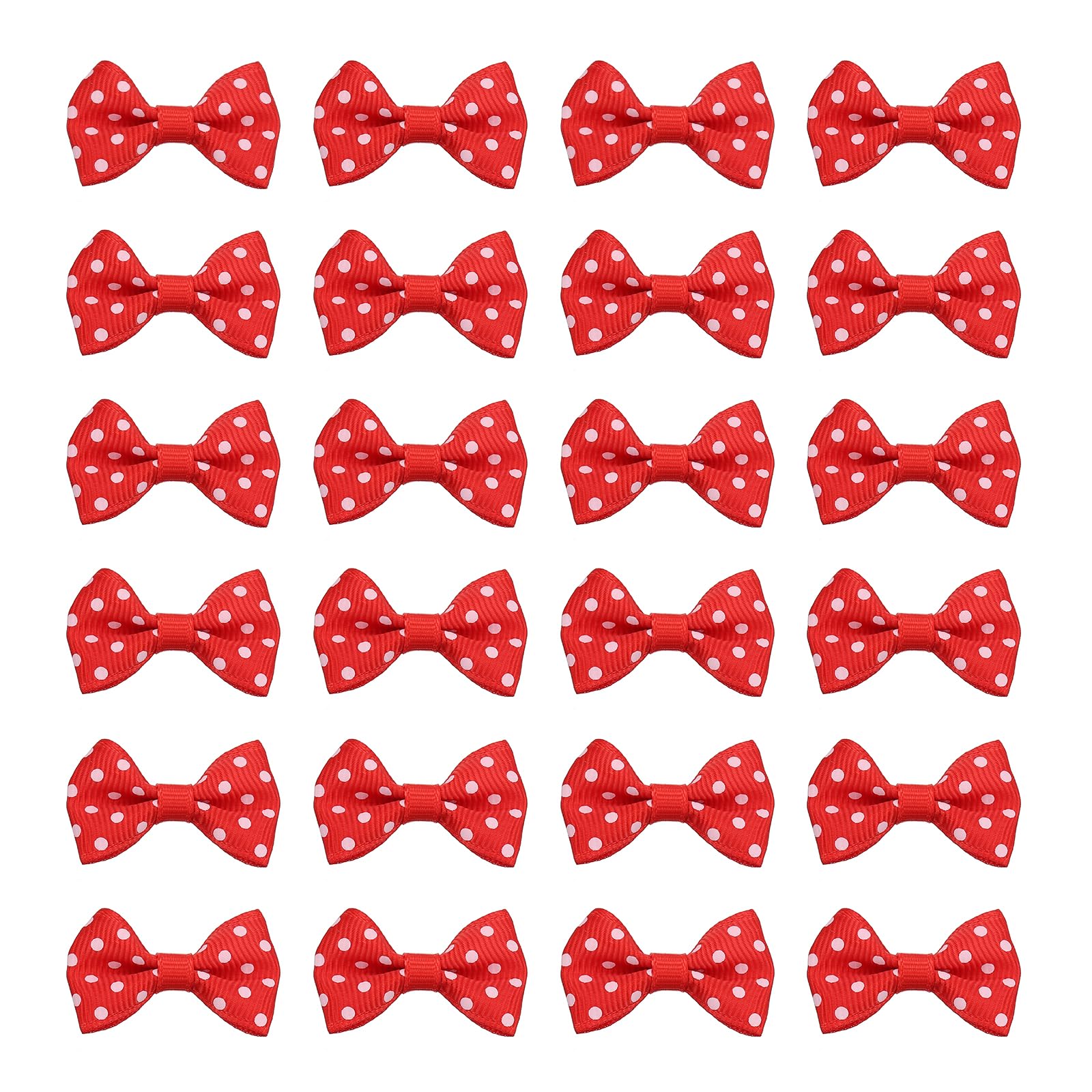 PATIKIL 1.5" Mini Bows for Crafts, 100 Pcs Grosgrain Ribbon Mini Bow Ties Printing Small Bows for DIY Sewing Hair Clips Scrapbooking Gift Decor, Red