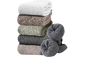 Josnown Wool Socks for Women, 5 Pairs Warm Winter Thermal Thick Cozy Hiking Boot Socks, Size 5-10