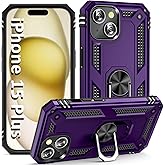 ADDIT i Phone 15 Plus Case, for iPhone 15 Plus Case,with Kickstand Ring,Adjustable Stand,Military Grade,Heavy Duty Protection,Shockproof,Anti-Fingerprint,Support Magnet Car Mount,Purple