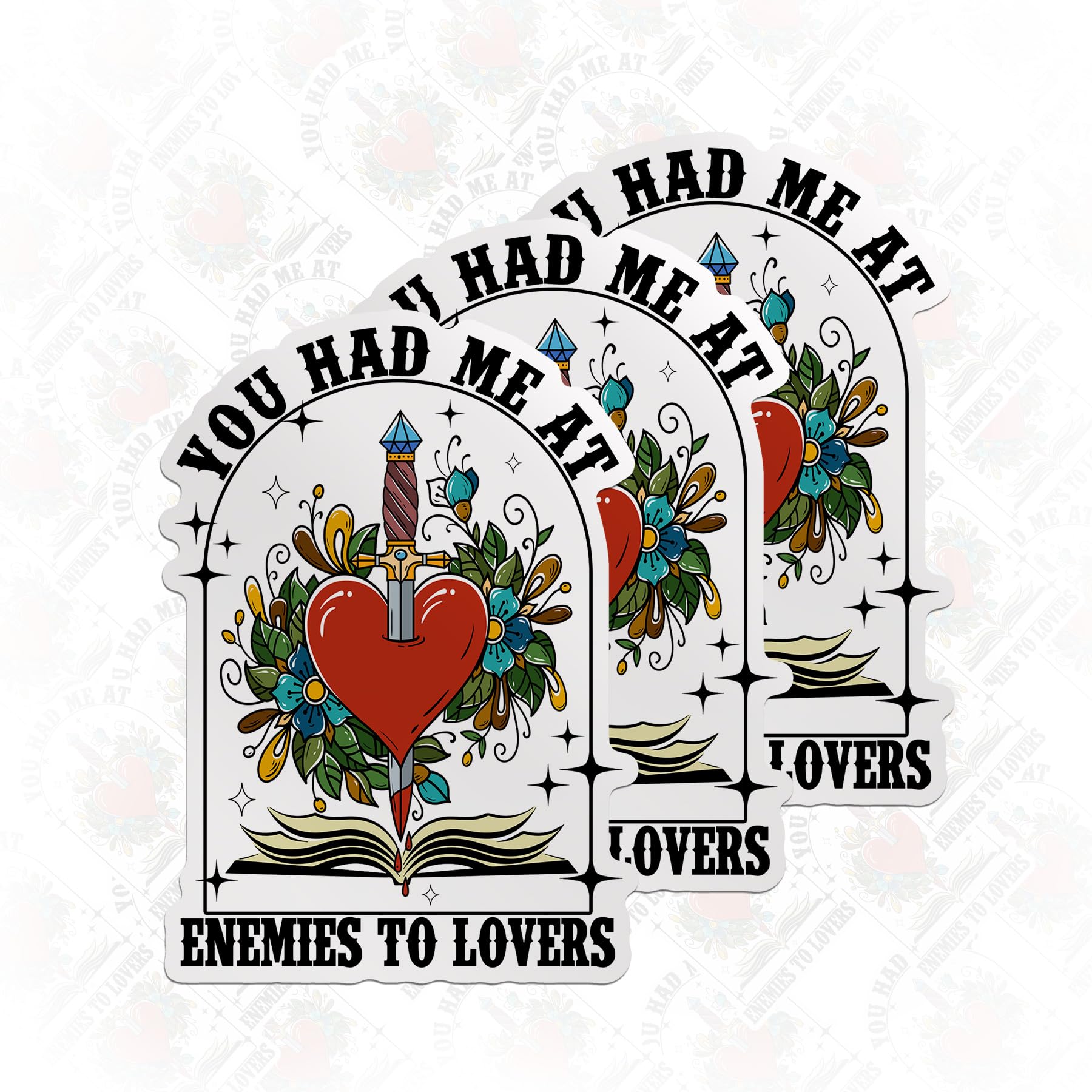 Photo 1 of (3PCS) You Had Me at Enemies to Lovers Sticker Bookish Book Lover Romance Reader Die Cut Waterproof Vinyl Sticker for Water Bottle Tumbler Hard Hat Helmet Car Laptop Gift (3 Inches)