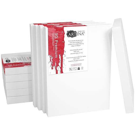 Artina 3D Premium Leinwand auf Keilrahmen (10er Set) 20x20cm 380g/m²