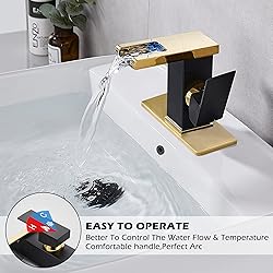 Bathroom Faucet Single Hole Handle LED Waterfall