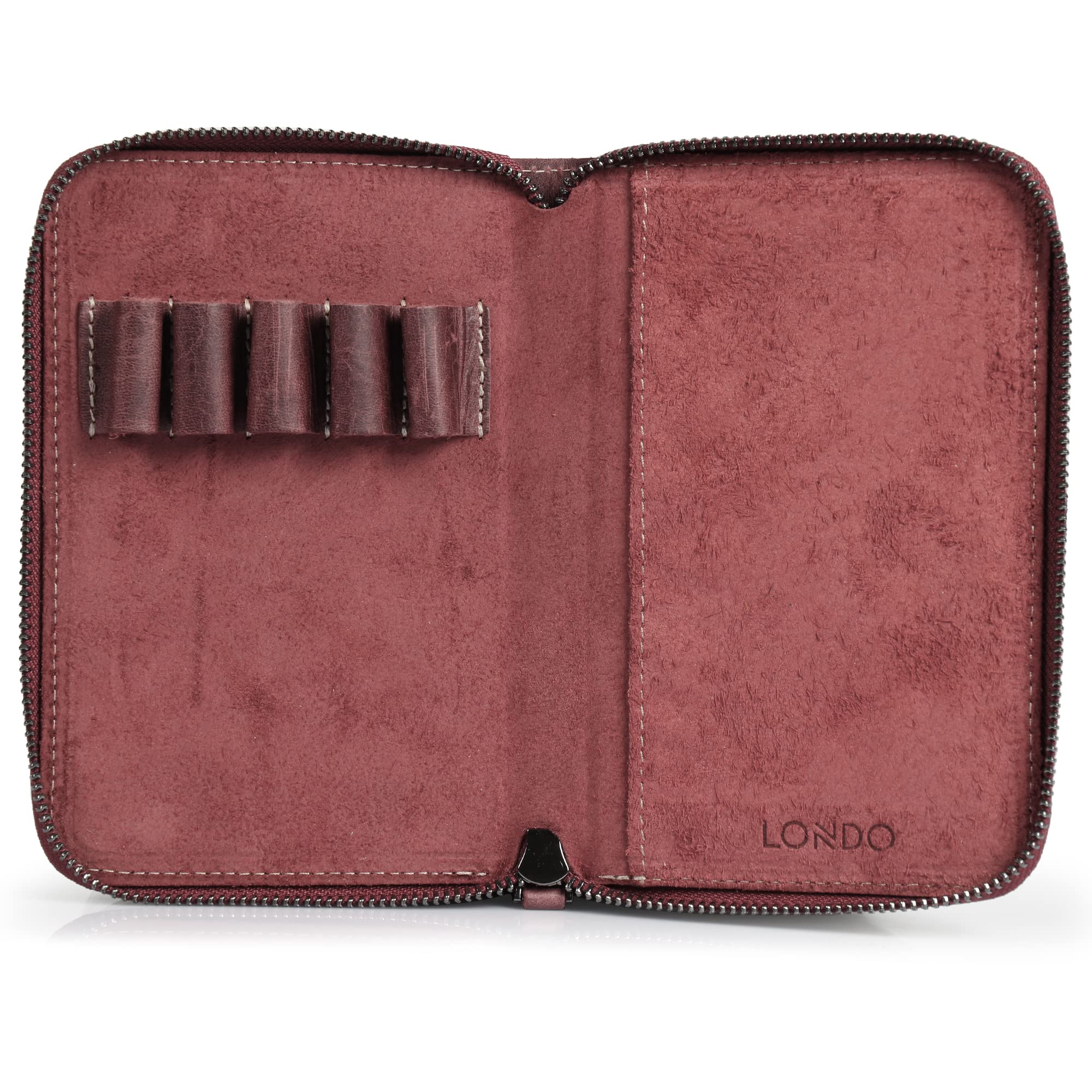 Mega Gear LONDO Genuine Leather Padfolio with Pencil Holder Notepad and Zipper Closure (Damson) — image 1