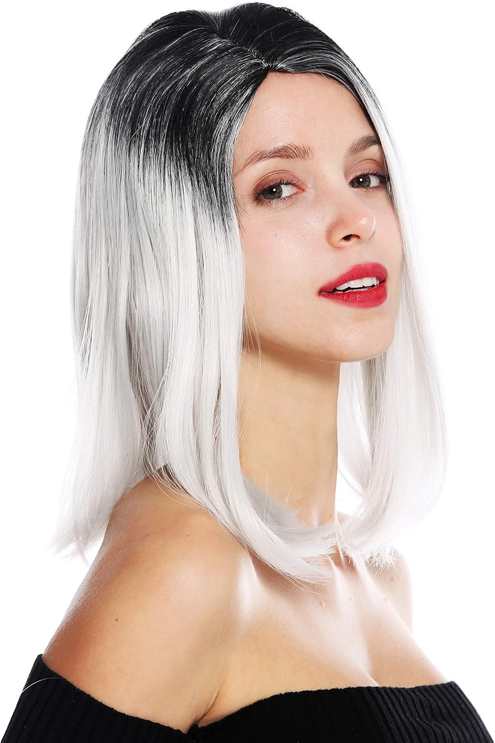 WIG ME UP - GFW3130-1001A+1 women's quality wig sleek shoulder length middle parting ombre black whitish grey - Image 4