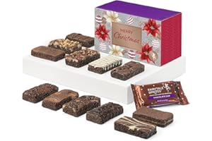 Fairytale Brownies Christmas Sprite Dozen Individually Wrapped Gourmet Chocolate Food Gift Basket - 3 Inch x 1.5 Inch Snack-Size Brownies - 12 Pieces - Item HC212