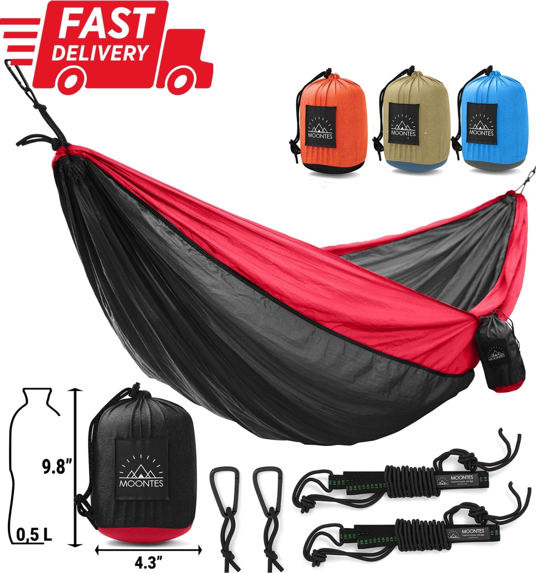 Moontes Double Camping Hammock Outdoor - with Tree Hammock Straps Portable Nylon Two-Person Hammock for Travel, Beach, Yard 500 lbs 118 78 inches