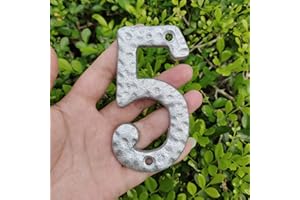 TripDock 4 Inch House Numbers for Outside-Rustproof Cast Iron Metal Address Home Number/Unique Hammered Style Mailbox Numbers/Elegant Silver Finished/Number 5