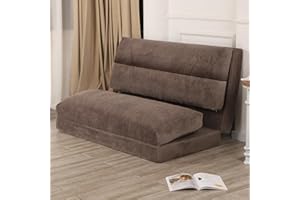LOVMOC Bean Bag Bed for Adults, 54x95 Inch Floor Sofa Bed with Washable Soft Faux Fur Cover, Fluffy Soft Foldable Couch for Living Room, Bedroom, Guest Room (Brown)