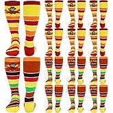 Ramede 12 Pairs Thanksgiving Turkey Socks Holiday Woven Socks Run Mid Calf Socks for Men Women Thanksgiving Accessories