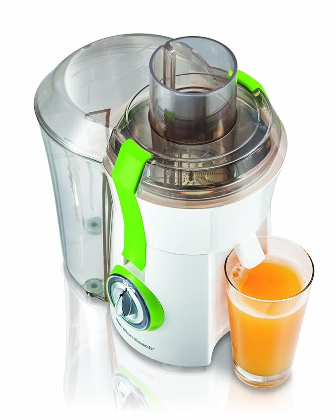 Hamilton Beach 67602A Big Mouth 800 Watt Juice Extractor, White and Green, Extra Large 3 Inch