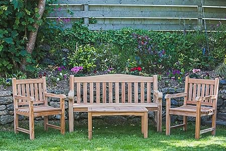 Solid Teak Garden Furniture Set Victoria Garden Bench Fixed