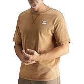 CHRONOLINE Men's Heavyweight T-Shirt Oversized Cotton Vintage Washed Tee Fall Winter Thick Crew Neck Short Sleeve Layered Top