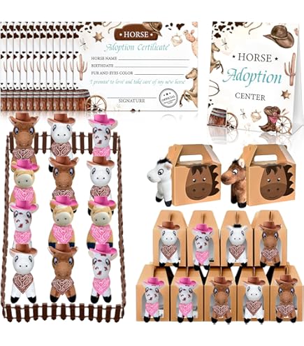 73 Pièces Kit Fête Adopt A Horse – Peluches Centre De Table, Décorations, Pliable