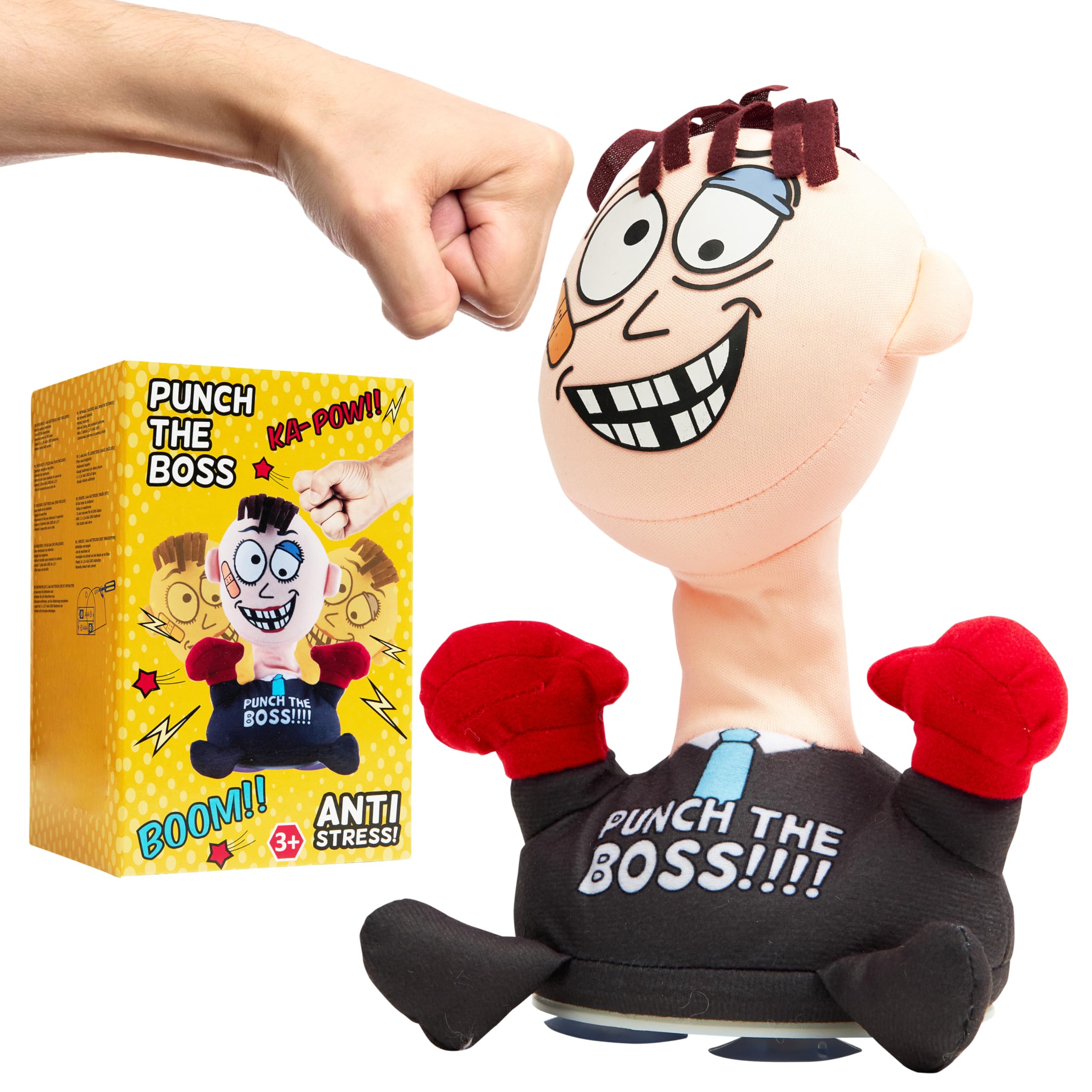 Stress Relief Toys for Adults - Punch The Boss Stress Toy Anger Relief Anti Stress Office Desk Punch Bag Coworker Secret Santa - Funny Gifts (Dark Grey)