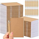 Kisston 50 Sets Mini Pocket Notebook with Pens Bulk Valentine Notebook Gifts Small Memo Notepad with Bamboo Pens for Employee Coworker Team Gifts(Classic Color)