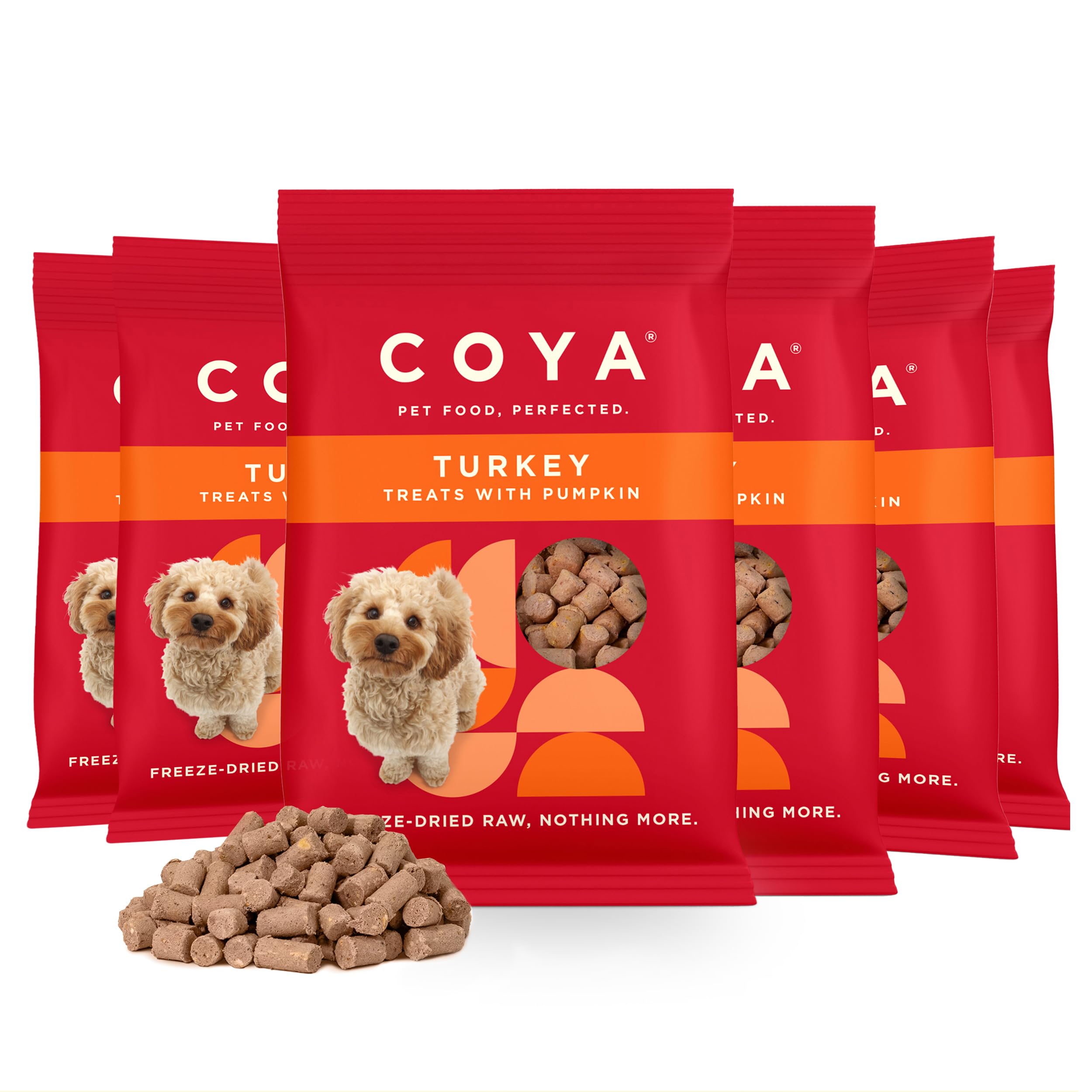 COYA Freeze Dried Dog Treats, Turkey (6 x 40g) Hypoallergenic & Grain Free, Made With 90% Meat & 10% Pumpkin | Raw Dog Treats In An Easy Freeze-Dried Solution, Raw Without The Chore