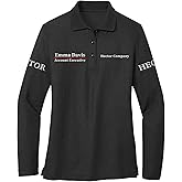 Custom Embroidered Long Sleeve Polo Shirt for Women Personalized Embroidery Text Name