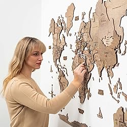 ENJOY THE WOOD 3D Wood World Map Wall Art Large