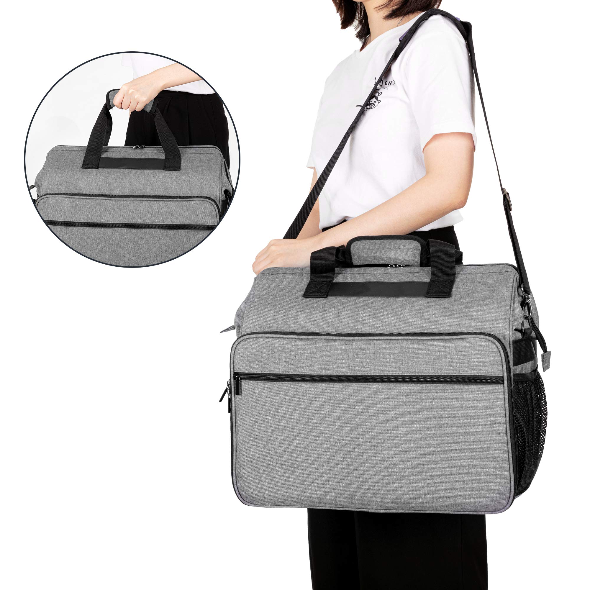 Sewing Machine Tote with Top Wide Opening, Universal Carrying Bag Compatible with Most Standard Singer, Brother, Janome Machine and Accessories