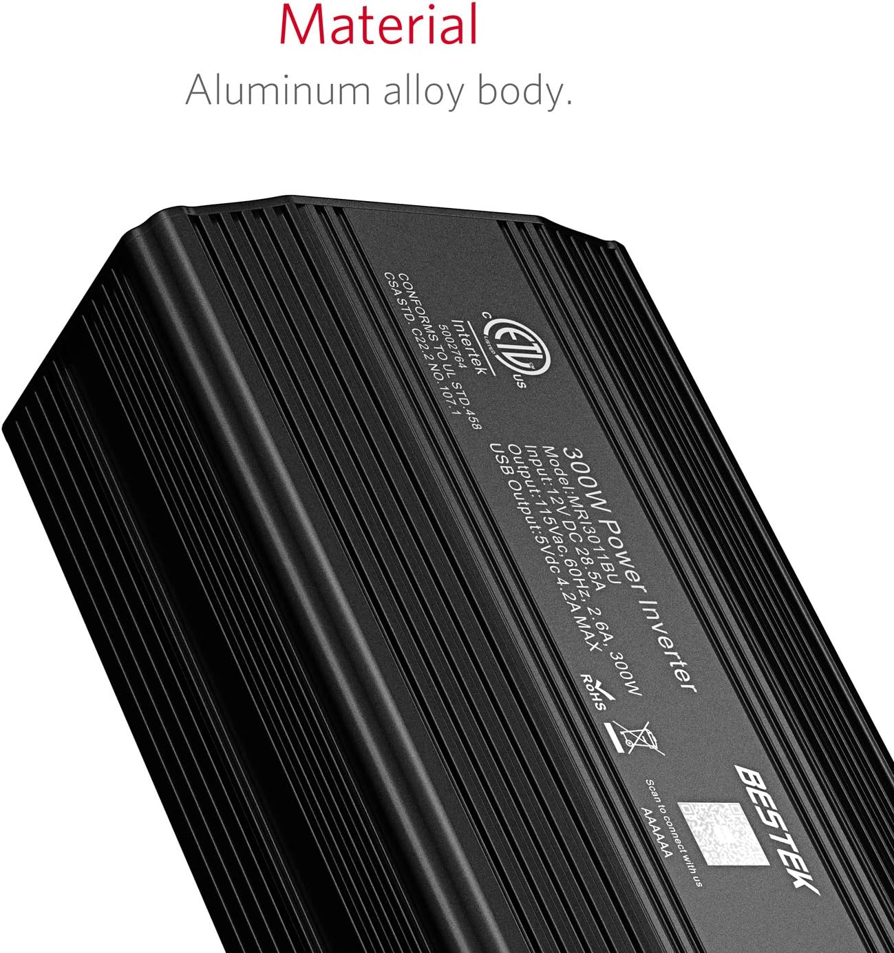 BESTEK 300W Power Inverter DC 12V to 110V AC Car Inverter with 4.2A Dual USB Car Adapter (Black): Electronics