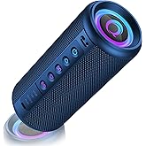 Portable Bluetooth Speaker, 2026 Bluetooth 5.4 Wireless Speaker with 20W HD Loud Stereo Sound, 20H Playtime, LED Lights, IP7, TWS Pairing, Built-in Mic, for Outdoor, Home, Beach, Party, Gift, Blue