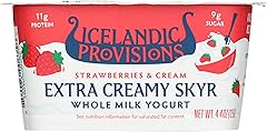 Icelandic Provisions, Yogurt Skyr Extra Creamy Strawberries Cream, 4.4 Ounce