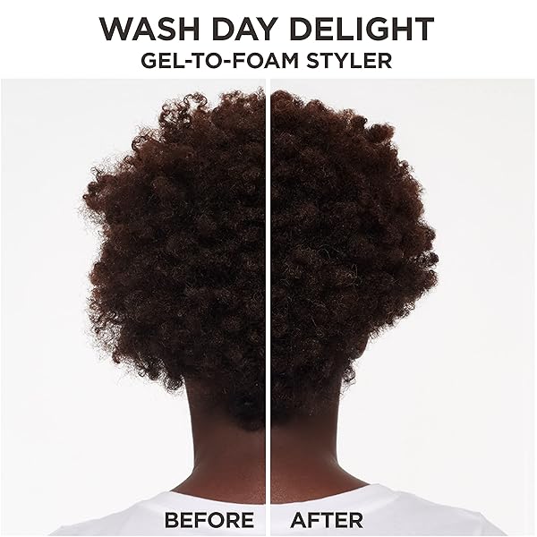 CAROL’S DAUGHTER WASH DAY DELIGHT HAIR GEL TO FOAM MOUSSE STYLER AND HAIR DETANGLER FOR CURLS WITH ALOE, NATURAL-LOOKING HOLD 8.5 FL OZ