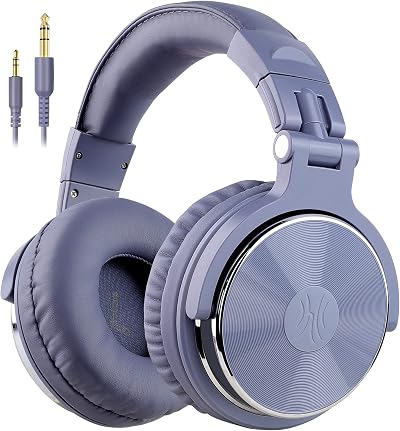OneOdio Studio Monitor Headphones 50mm Driver Folding Bass WiredBlue Fog