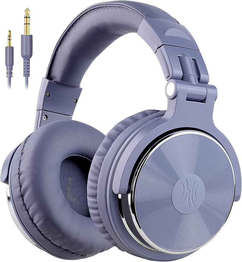 OneOdio Studio Monitor Headphones 50mm Driver Folding Bass WiredBlue Fog