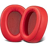 SOULWIT Replacement Earpads Cushions for Sony WH-H900N (h.Ear on 2) & MDR 100ABN (h.Ear on) Noise Canceling Over-Ear Headphones, Ear Pads with Noise Isolation Foam - Red