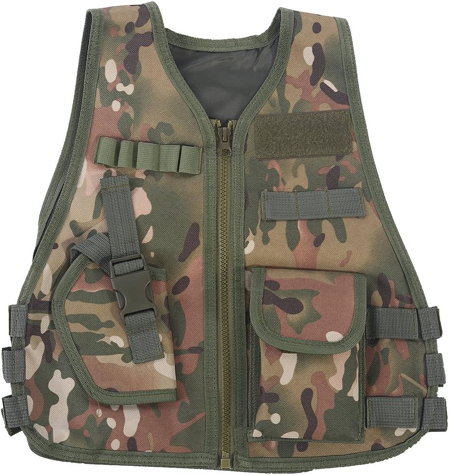 Tbest Kids Airsoft Army Combat Vest Children Tactical Vest for Nerf