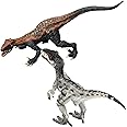 Gemini&Genius 2 Pcs Velociraptor Dinosaur Toys for Kids, Raptor Dino with Moveable Jaw and Hands Dinosaur Toys Large Dino Toy Figurines Great Gifts, Collections, Room Decors for Kids