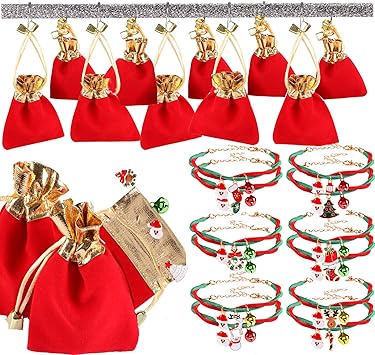 Feste Di Natale Per Bambini.Vamei 12pcs Calendario Dell Avvento Braccialetti Di Natale With12pcs Borsa Per Feste Di Natale Per Riempitori Di Sacchetti Per Feste Di Natale Regali Per Bambini Ragazze Adulte Amazon It Giochi E Giocattoli