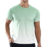 Men's Athletic Running T-Shirts Quick Dry Gym Workout Shirts Moisture Wicking Short-Sleeve Lightweight Sports Tee Tops