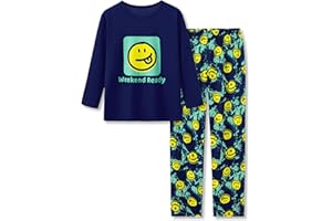 Tebbis 2-Piece Cozy Pajamas For Little/Big Trendy Boys Black Skateboarding Long Sleeves Soft PJs Set Kid Size 6-18