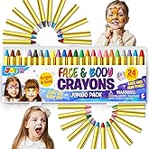JOYIN 24 Colors Face Paint Safe & Non-Toxic Face and Body Crayons (Large Size 3 inch) Ultimate Party Pack Including 6 Metallic Colors for Birthday Toy Makeup Party Suppiles, Gifts for Kids Girls Boys