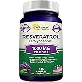 aSquared Nutrition Natural Resveratrol with Red Wine Extract - 180 Capsules - Trans Resveratrol Antioxidant Supplement Pills for Pure Heart Health - Extra Strength Trans-Resveratrol