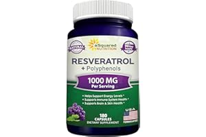 aSquared Nutrition Natural Resveratrol with Red Wine Extract - 180 Capsules - Trans Resveratrol Antioxidant Supplement Pills for Pure Heart Health - Extra Strength Trans-Resveratrol