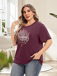 Women Plus Size Floral Graphic Tees Casual Daisy T