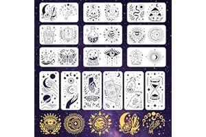 INFUNLY 15Pcs Magic Divination Wall Stencil for Painting 3.9×7.87" Reusable Wall Stencils Dream Theme Painting Stencil Small Vintage Walls Template for Crafts Cement Wood Furniture Bedroom Home Decor