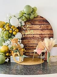 Leowefowa Polyester Rustic Wood Board Round