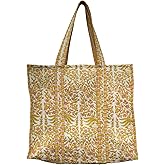 Quilted Cotton Hand printed Reversible Large multicolor cotton Tote Bag,Indian Handmade Block Printed Tote Bag Women Handbag