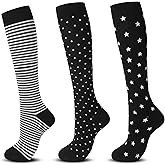 Okistra Compressoin Socks for Women & Men (3 Pairs) 15-20 mmHg Support for Athletic Running Cycling
