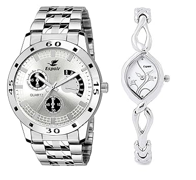 Analog Silver Dial Couple Watch - ES109 2455