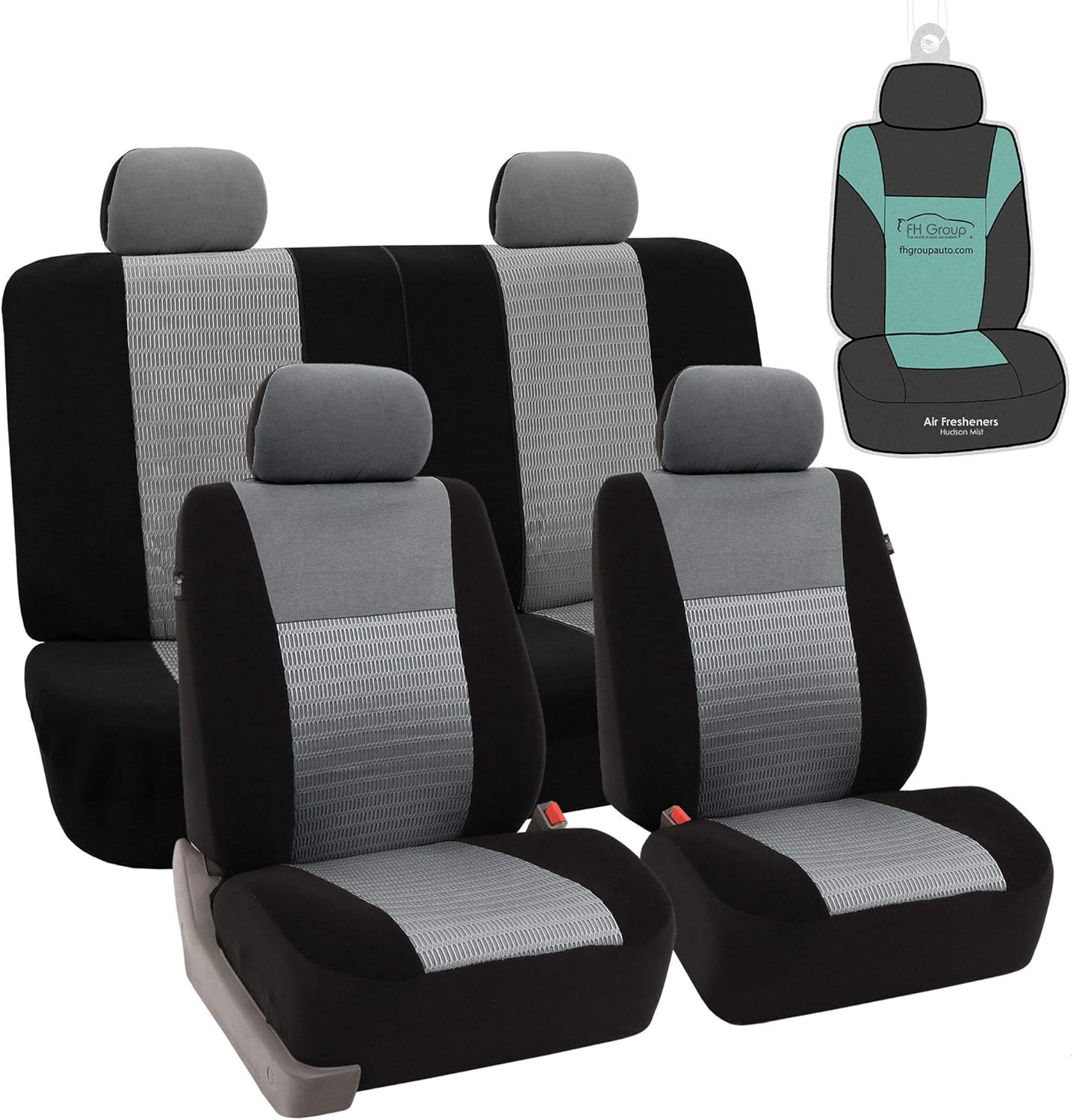 FH Group FB060114 Trendy Elegance 3D Air Mesh Full Set Car Seat Covers (Airbag & Split Ready) w. Gift, Gray/Black- Universal fit for Cars, auto, Trucks, SUV